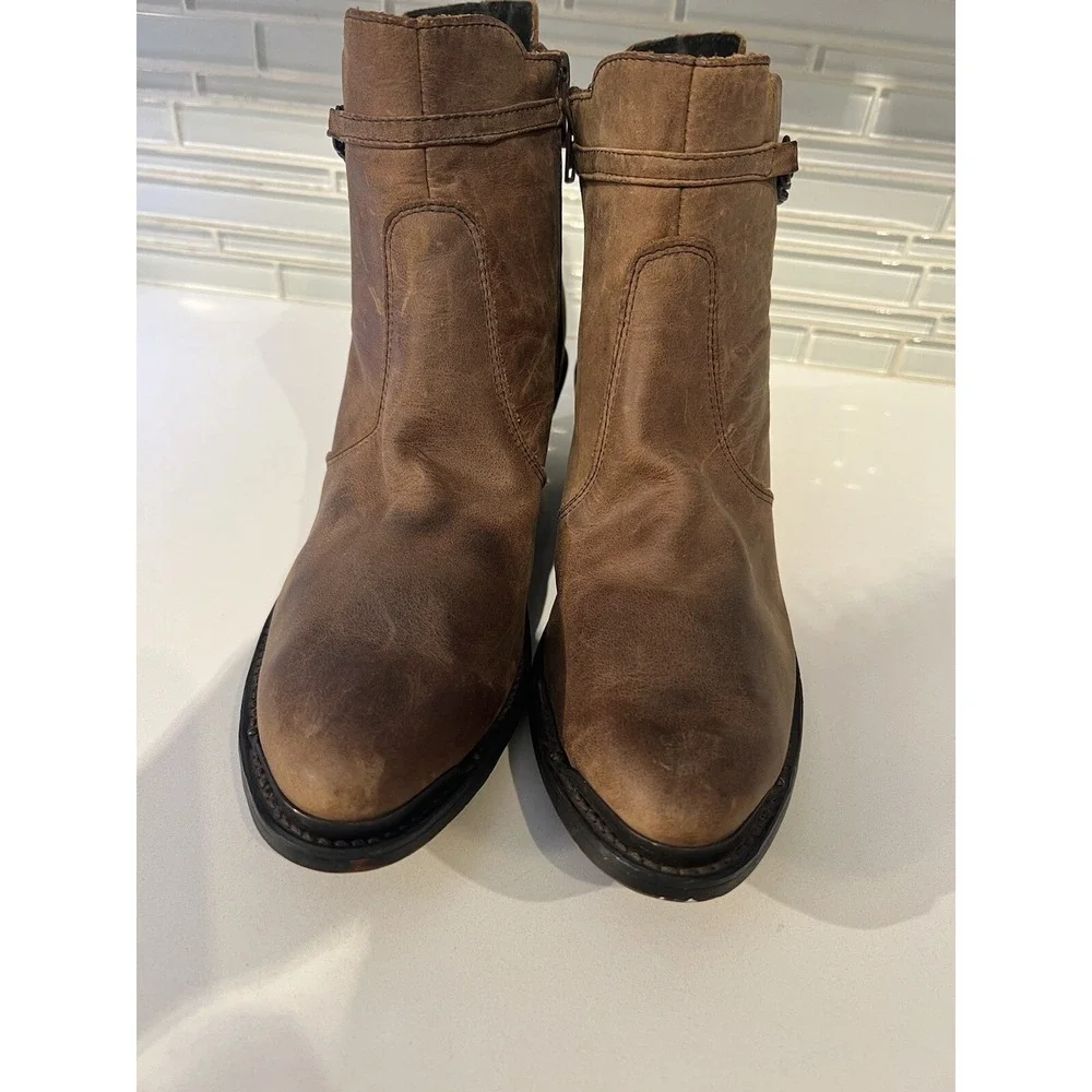 Durango Women's Side Zip Motorcycle Ankle Boots RD860 Brown/Tan Size 7.5 M